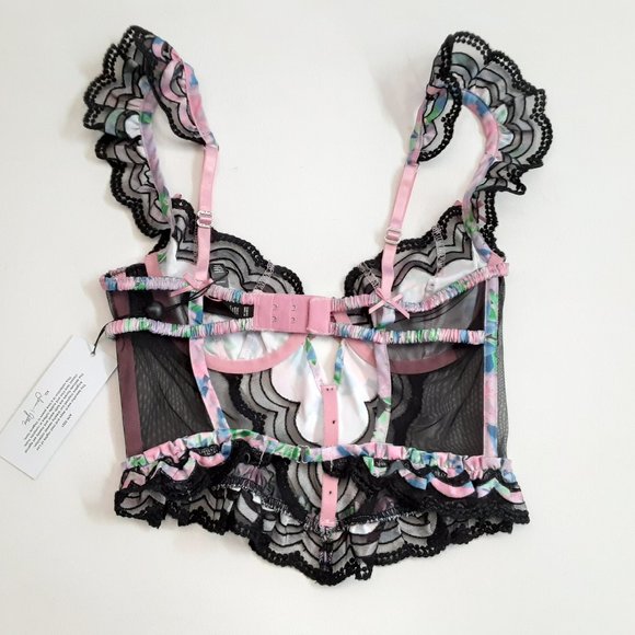 NWOT FOR LOVE & LEMONS FLORAL ODETTE BUSTIER BRA TOP - Picture 4 of 6